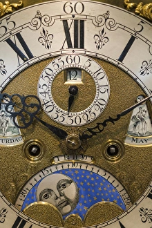 Germany, Baden-Wurttemburg, Black Forest, Furtwangen, detail of 19th century clock face