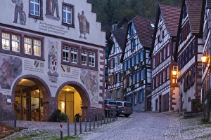 Images Dated 24th October 2014: Germany, Baden-Wurttemburg, Black Forest, Schiltach, town hall, dawn