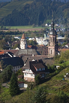 Germany, Baden-Wurttemburg, Black Forest, Gengenbach, elevated town view, fall