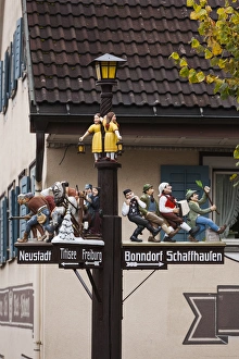 Images Dated 30th October 2014: Germany, Baden-Wurttemburg, Black Forest, Lenzkirch, traditional carved wooden road signs