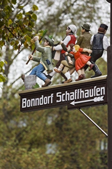 Images Dated 30th October 2014: Germany, Baden-Wurttemburg, Black Forest, Lenzkirch, traditional carved wooden road signs