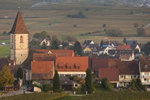 Images Dated 31st October 2014: Germany, Baden-Wurttemburg, Burkheim, Kaiserstuhl Area, vineyards elevated village view