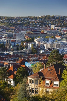 Images Dated 18th October 2014: Germany, Baden-Wurttemburg, Stuttgart, elevated city view from Route 27, late afternoon