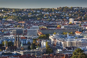 Deutschland Prints: Germany, Baden-Wurttemburg, Stuttgart, elevated city view from Route 27, late afternoon
