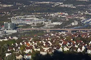 Germany, Baden-Wurttemburg, Stuttgart-Unter-Turkheim, elevated view of Mercedes-Benz