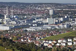 Germany, Baden-Wurttemburg, Stuttgart-Unter-Turkheim, elevated view of Mercedes-Benz