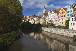 Deutschland Prints: Germany, Baden-Wurttemburg, Tubingen, old town buildings along the Neckar River