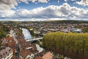 Images Dated 21st October 2014: Germany, Baden-Wurttemburg, Tubingen, elevated town view and the Neckar River