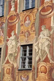 Images Dated 21st September 2009: Germany, Bamberg. Historic 14th century Baroque & Rococo Old Town Hall. Colorful frescoes