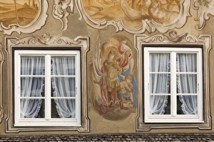 Deutschland Prints: Germany, Bavaria, Bad Tolz, Marktstrasse, pedestrian street, building details