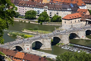 Images Dated 1st June 2008: GERMANY, Bavaria, Bayern, Wurzburg. Old Main Bridge