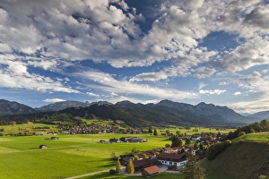 Germany, Bavaria, Berghof, alpine landscape, elevated view