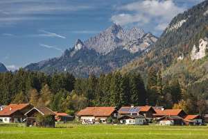 Deutschland Prints: Germany, Bavaria, Graswang, town and landscape