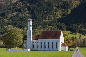 Deutschland Prints: Germany, Bavaria, Hohenschwangau, St. Coloman church, fall