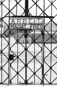 Images Dated 16th October 2014: Germany, Bavaria, Munich-Dachau, WW-2 era Nazi concentration camp, entrance gate