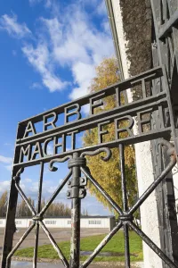 Images Dated 16th October 2014: Germany, Bavaria, Munich-Dachau, WW-2 era Nazi concentration camp, entrance gate
