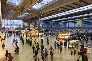 Railroad Prints: Germany, Bavaria, Munich, Hauptbahnhof, Main Train Station, interior