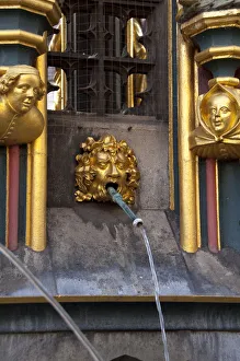 Germany, Bavaria, Nuremberg. Market Square, Lovely Fountain (aka Beauitful