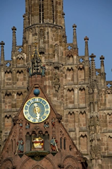 Images Dated 20th September 2009: Germany, Bavaria, Nuremberg. Market Square, Our Ladys Church facade (aka Frauenkirche)