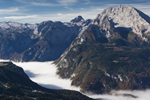 Deutschland Prints: Germany, Bavaria, Obersalzberg, alpine landscape from the Kehlstein mountain, fall