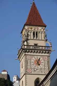 Images Dated 18th September 2009: Germany, Bavaria, Passau. 14th century Gothic Old Town Hall clock tower