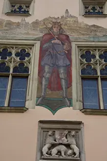 City Hall Prints: Germany, Bavaria, Passau. Exterior wall paintings on the historic 14th cenutry Gothic