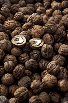 Images Dated 18th September 2009: Germany, Bavaria, Passau. Open-air farmers market, walnuts