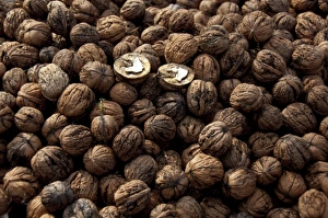 Images Dated 18th September 2009: Germany, Bavaria, Passau. Open-air farmers market, walnuts