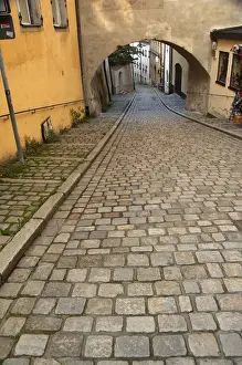 Germany, Bavaria, Passau. Typical narrow cobblestone streets of Passau