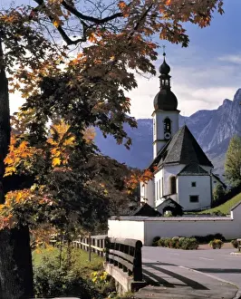 Ramsau Prints: Germany, Bavaria, Ramsau. The quaint church known as Kunterwegkirche in Ramsau, Bavaria