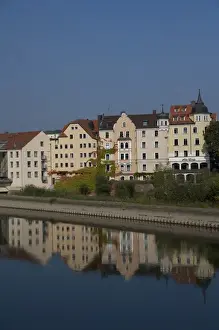 Images Dated 19th September 2009: Germany, Bavaria, Regensburg. Sorat Insel Hotel & apartments along the Danube River