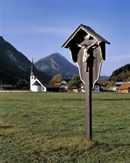 Ric Ergenbright Prints: Germany, Bavaria. A roadside shrine marks the entrance to a village in Bavaria, Germany