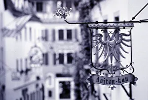 Black and White Gallery: Germany, Bavaria, Rottenburg. Hotel sign