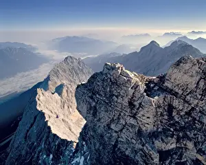 Zugspitze Prints: Germany, Bavaria, Zugspitze. Jagged mountain ridges fan out from the Zugspitze in the Bavarian Alps