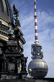 Television Prints: Germany, Berlin. Berliner Dom and TV tower