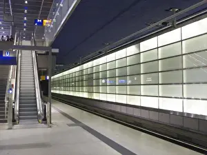 Sleek Prints: Germany, Berlin: Postdamer Platz train and subway station, platform