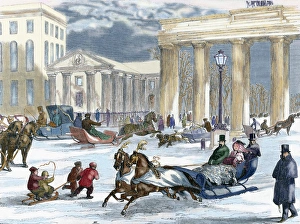 Germany. Berlin. Street scene with the Brandenburg Gate in the background Germany. Berlin. Street scene with the Brandenburg Gate in the background