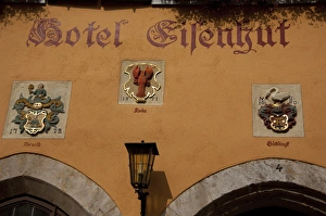 Images Dated 22nd September 2009: Germany, Franconia, Rothenburg. Colorful hotel exterior