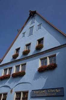 Germany, Franconia, Rothenburg. Typical buildings in historic Plonlein area (Little Square)