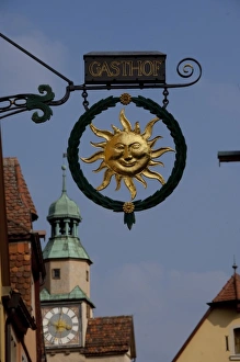 Images Dated 22nd September 2009: Germany, Franconia, Rothenburg. Traditional hanging store sign, Gasthof (Guest House)