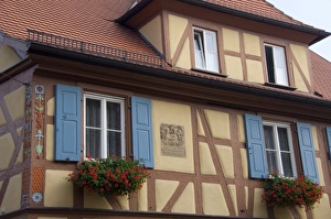 Images Dated 22nd September 2009: Germany, Franconia, Rothenburg. Colorful half-timbered architecture
