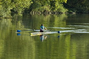 Images Dated 23rd September 2009: Germany, Franconia, Wertheim. Boating along the Main River
