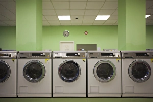 Laundry Prints: Germany, Hesse, Darmstadt, self-service laundry, interior