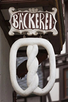 Images Dated 4th November 2014: Germany, Hesse, Limburg an der Lahn, pretzel bakery sign