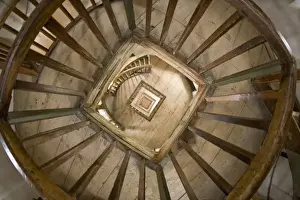 Stair Case Prints: Germany, Lake Constance. View downward from top of staircase inside lighthouse on Lindau Island