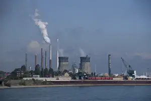 Rhineland Palantinate Prints: Germany. Power Plant along the Rhine River between Wesseling & Godorf, mile marker 670