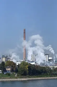 Germany. Power Plant along the Rhine River between Wesseling & Godorf, mile marker 670