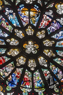 Germany, Rheinland-Pfalz, Speyer, Memorial church, interior, stained glass windows