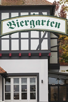 Rheinland Platinate Prints: Germany, Rheinland-Pfalz, Speyer, Biergarten sign
