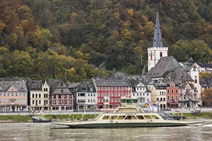 Ferry Prints: Germany, Rheinland-Pfalz, St. Goar, Rhein River ferry